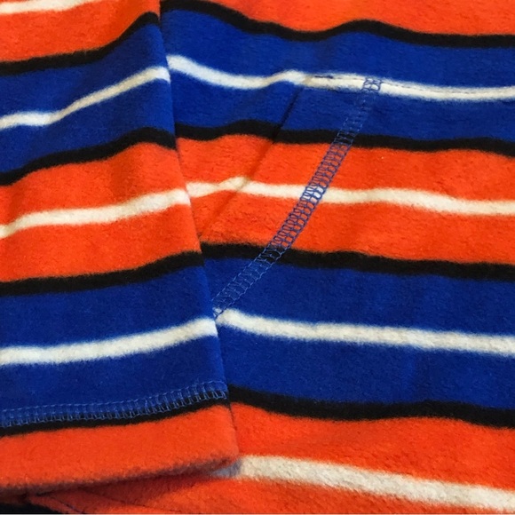 NWT Hanna Andersson Blue & Orange Stripe Pullover Fleece - Picture 3 of 9